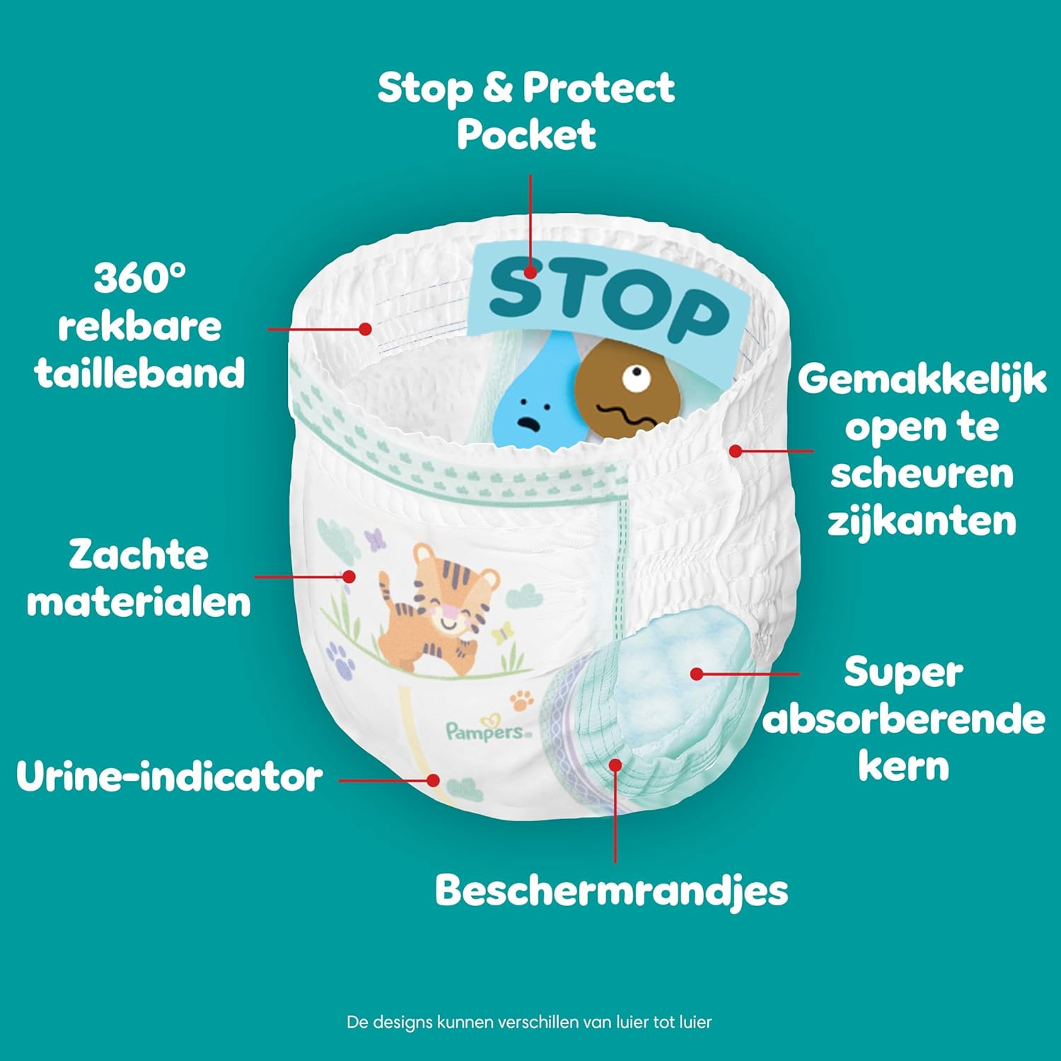 Pampers Baby-Dry Pants Size 7, 126 Diaper Bottoms, 15kg+, 360° Fit To Help Prevent Openings and Leaks