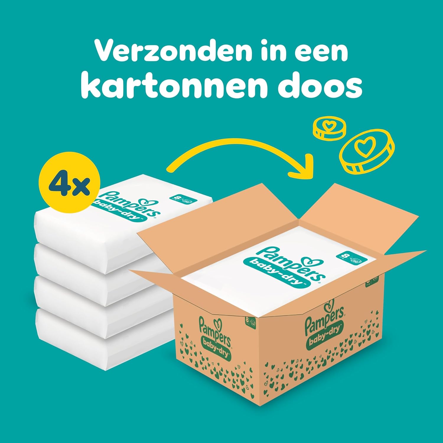 Pampers Baby-Dry Size 8, 120 Diapers, 17kg+, Up to 100% Leakproof and Comfortable Night