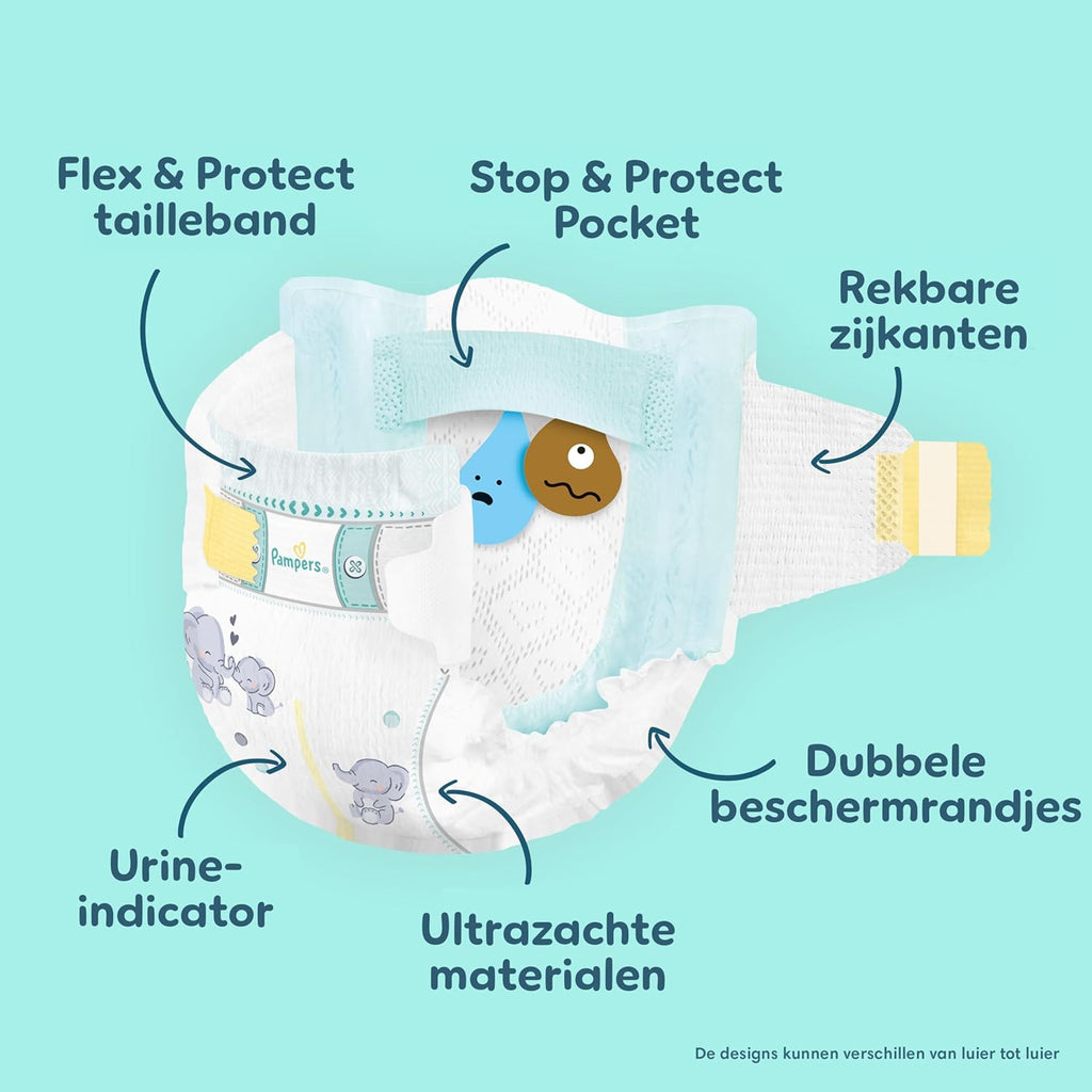 Pampers Premium Protection Size 3, 204 Diapers, 6kg-10kg, Double Protection for Skin and Against Leaks
