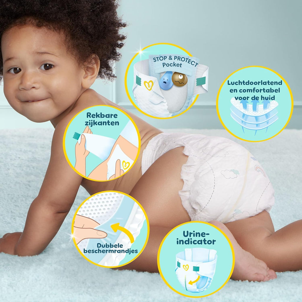 Pampers Premium Protection Size 6, 144 Diapers, 13kg-18kg, Double Protection for Skin and Against Leaks