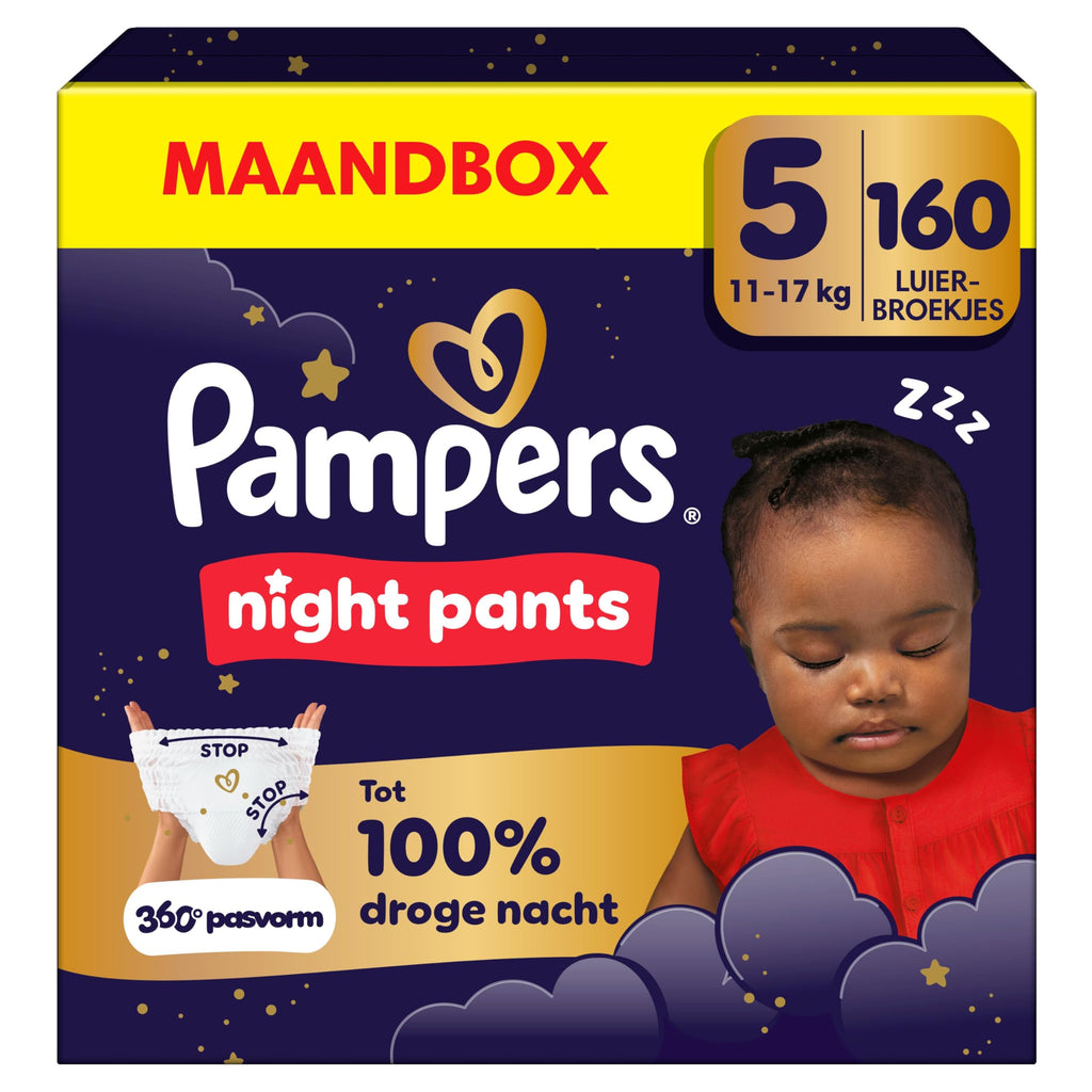 Pampers Night Pants Size 4, 180 Nappy Pants, 9kg-15kg, Pampers Night Pants Provide Extra Protection All Night Long