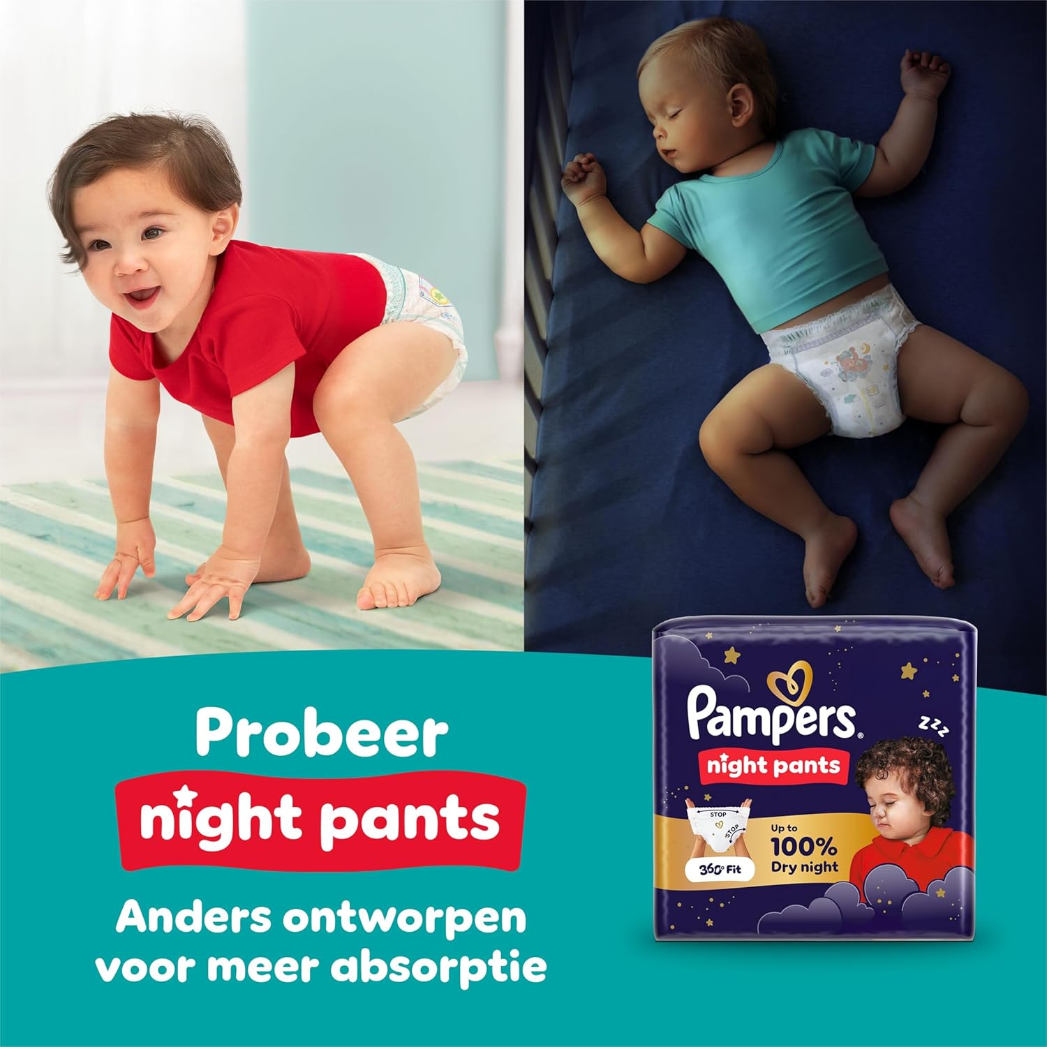 Pampers Baby-Dry Pants Diaper Pants Size 4, 180 Pants, 9kg-15kg, 360° Fit To Help Prevent Openings and Leaks