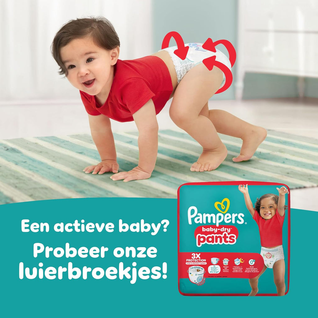 Pampers Baby-Dry Size 7, 132 Diapers, 15kg+, Up to 100% Leakproof and Comfortable Night