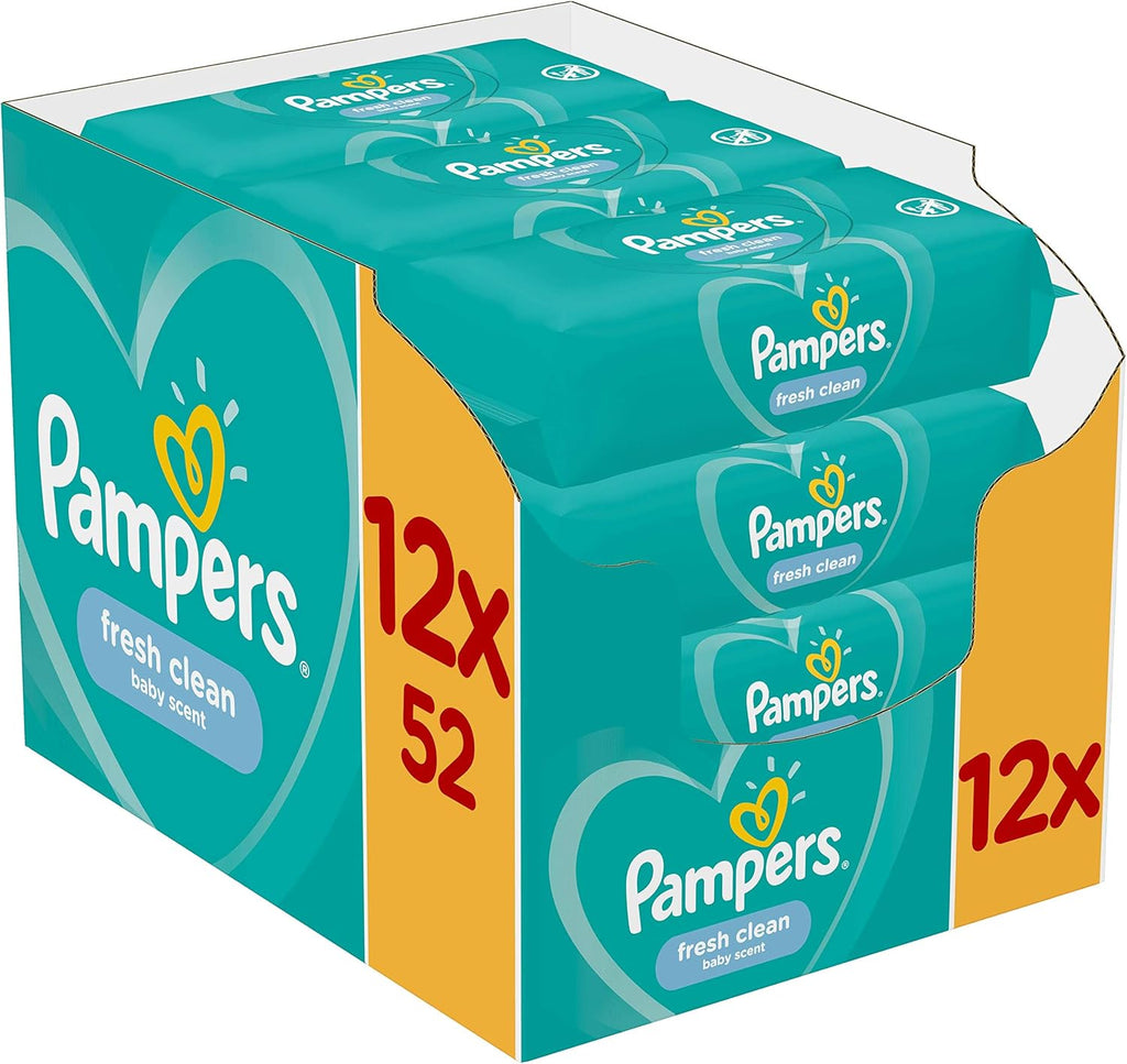 Pampers Fresh Clean Baby Wipes 12 x 52 Wipes