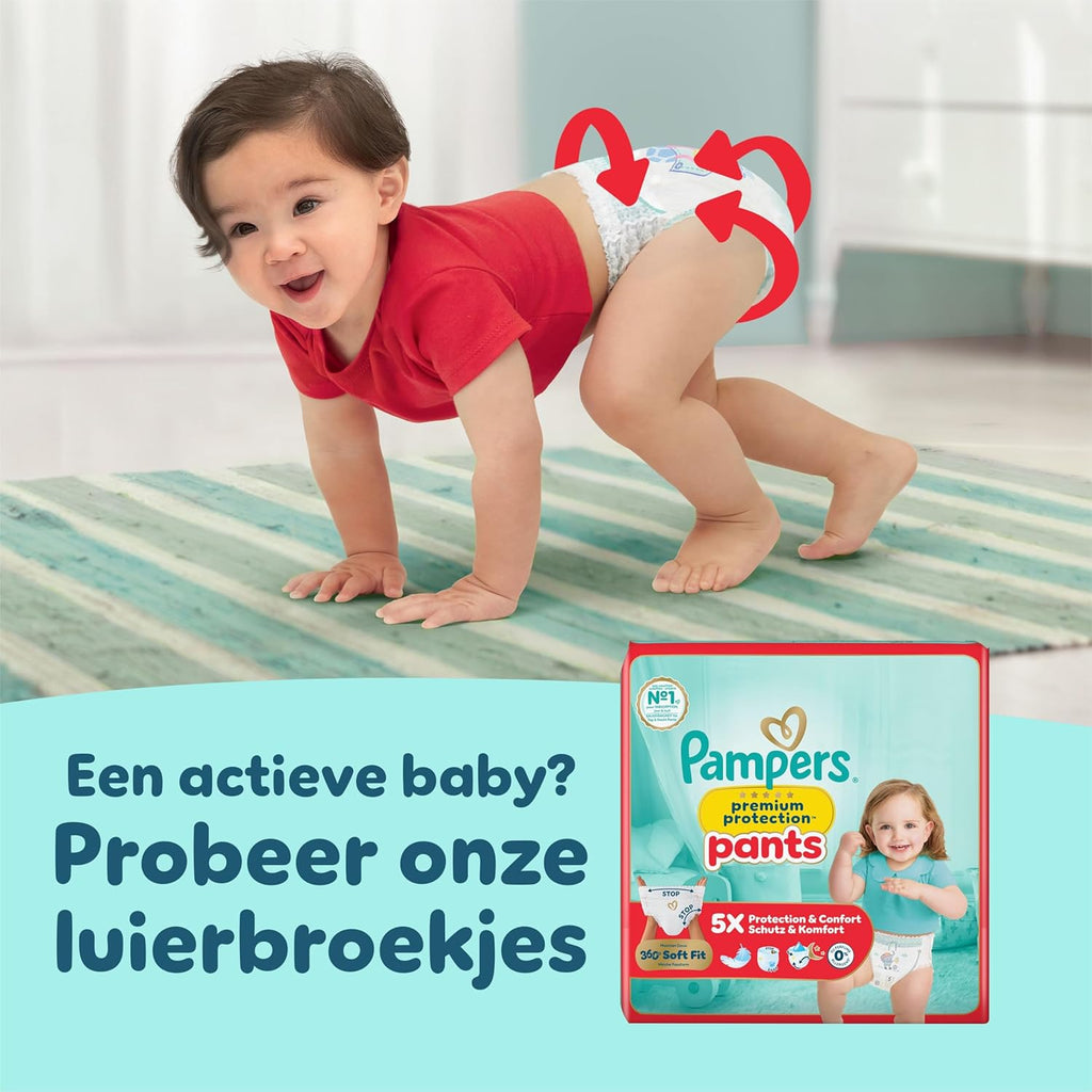 Pampers Premium Protection Size 3, 204 Diapers, 6kg-10kg, Double Protection for Skin and Against Leaks