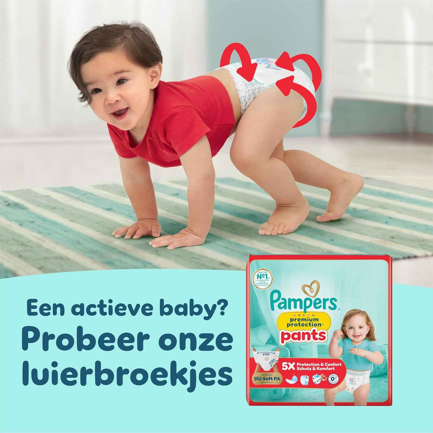 Pampers Premium Protection Size 3, 204 Diapers, 6kg-10kg, Double Protection for Skin and Against Leaks