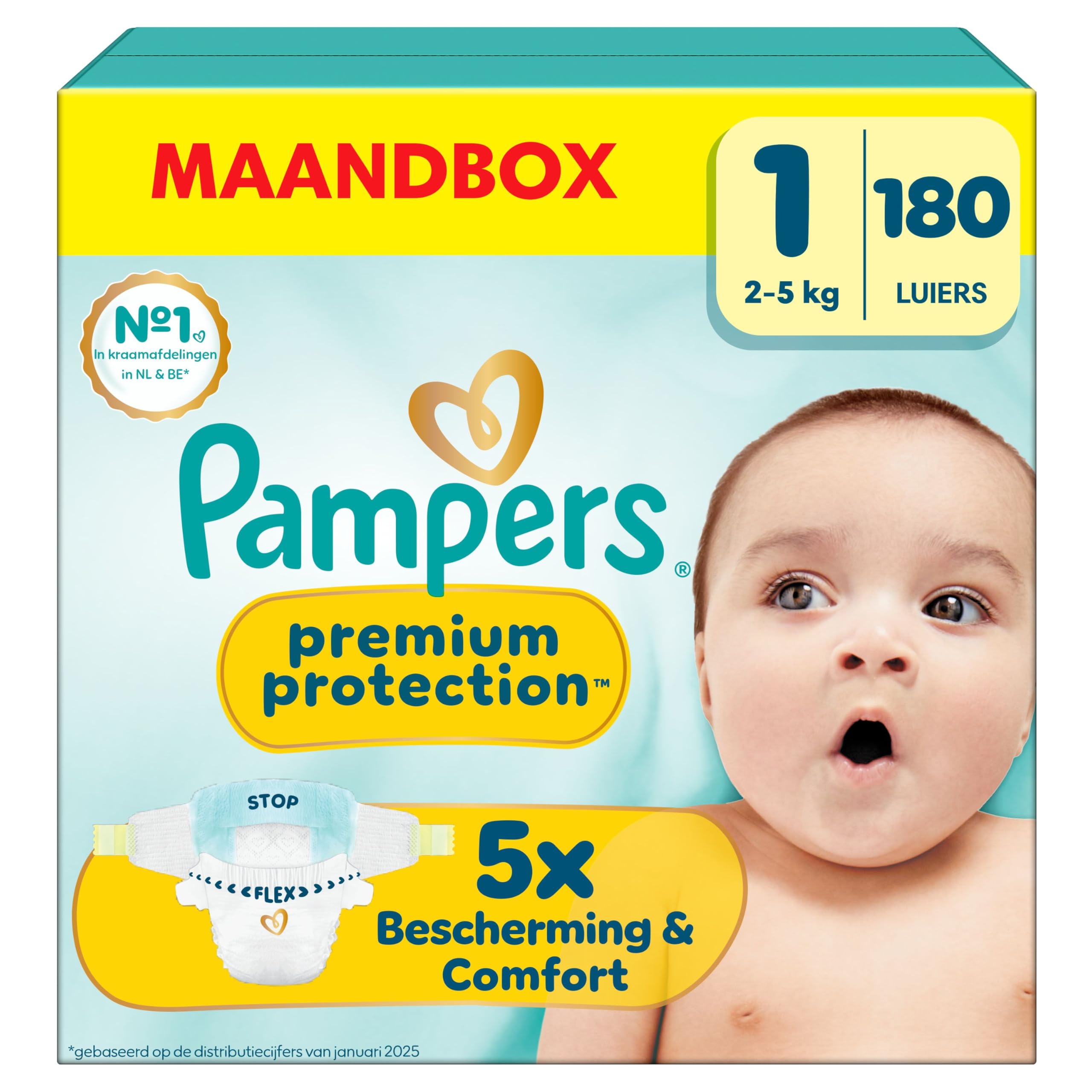 Pampers Premium Protection Size 3, 204 Diapers, 6kg-10kg, Double Protection for Skin and Against Leaks