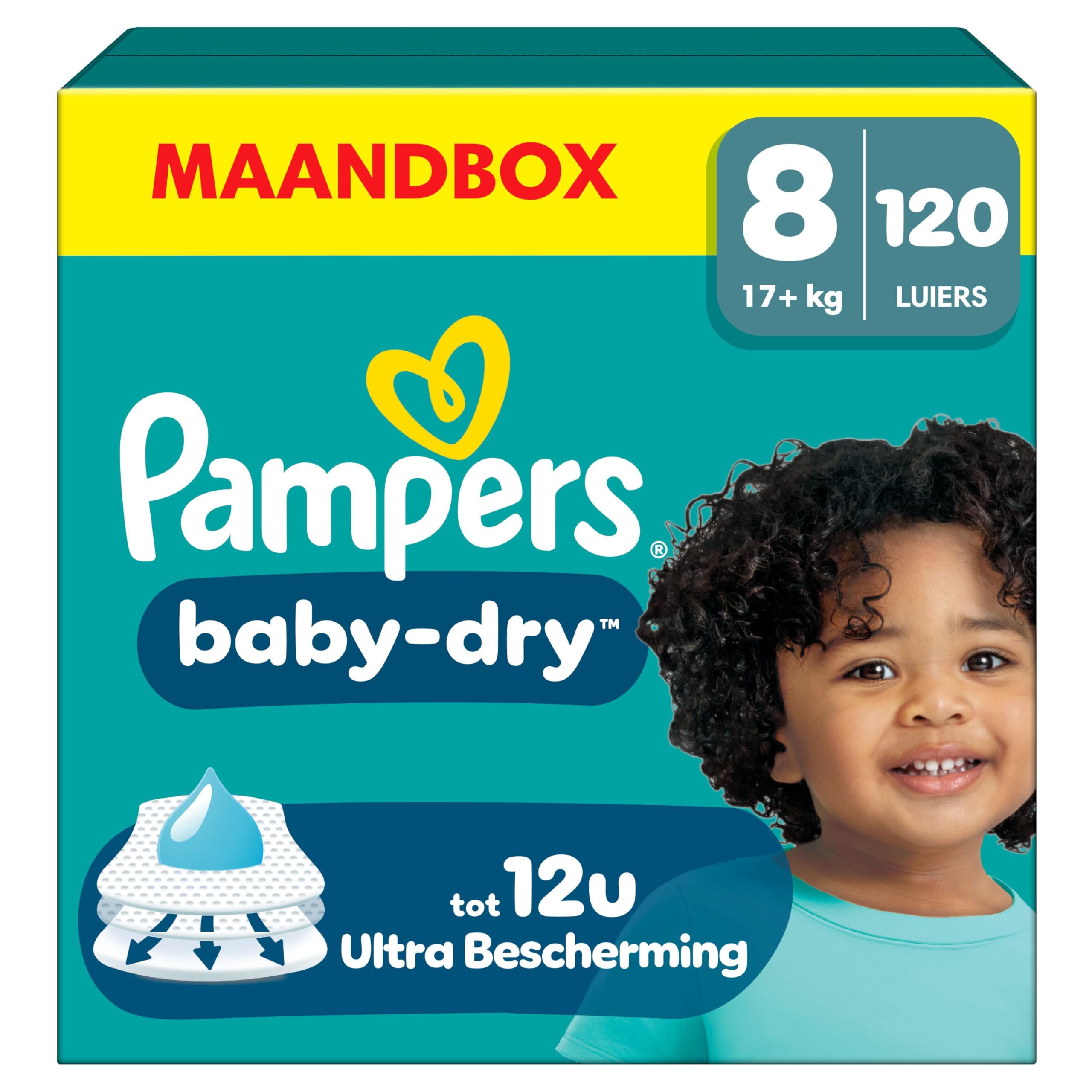 Pampers Baby-Dry Size 7, 132 Diapers, 15kg+, Up to 100% Leakproof and Comfortable Night
