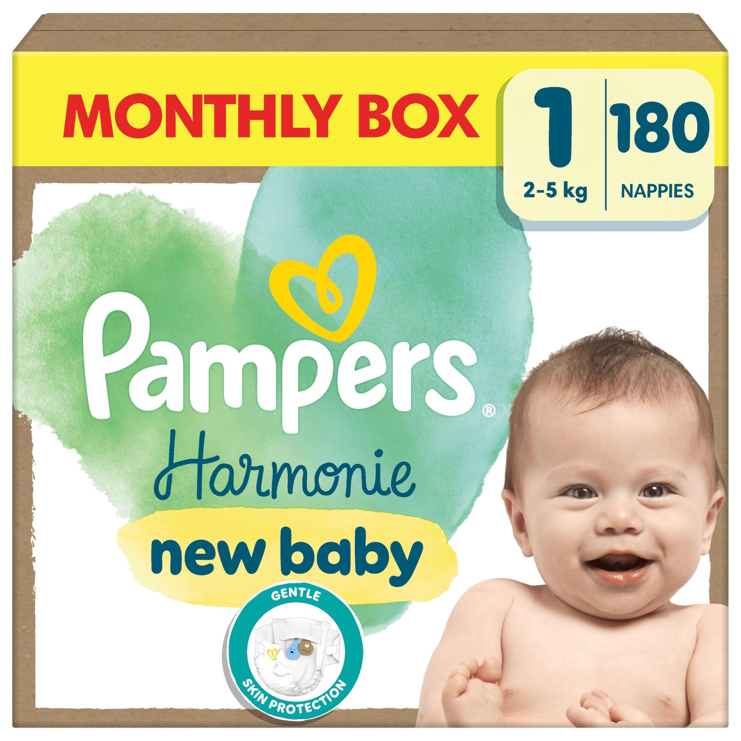 Pampers Size 3 Diapers (6-10kg), Harmony, 204 Diapers, Monthly Box, Soft Skin Protection And Vegetable Ingredients