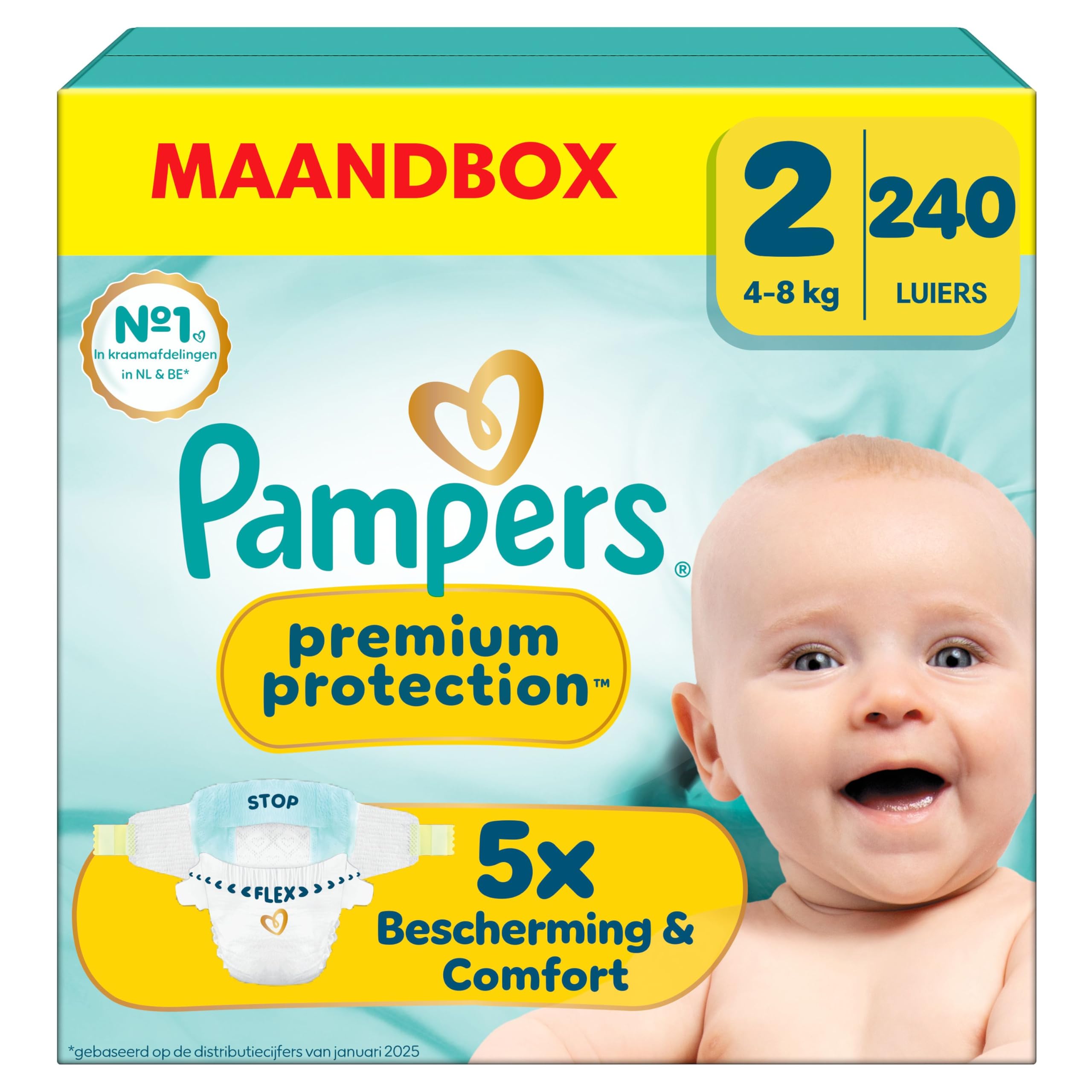 Pampers Premium Protection Size 3, 204 Diapers, 6kg-10kg, Double Protection for Skin and Against Leaks