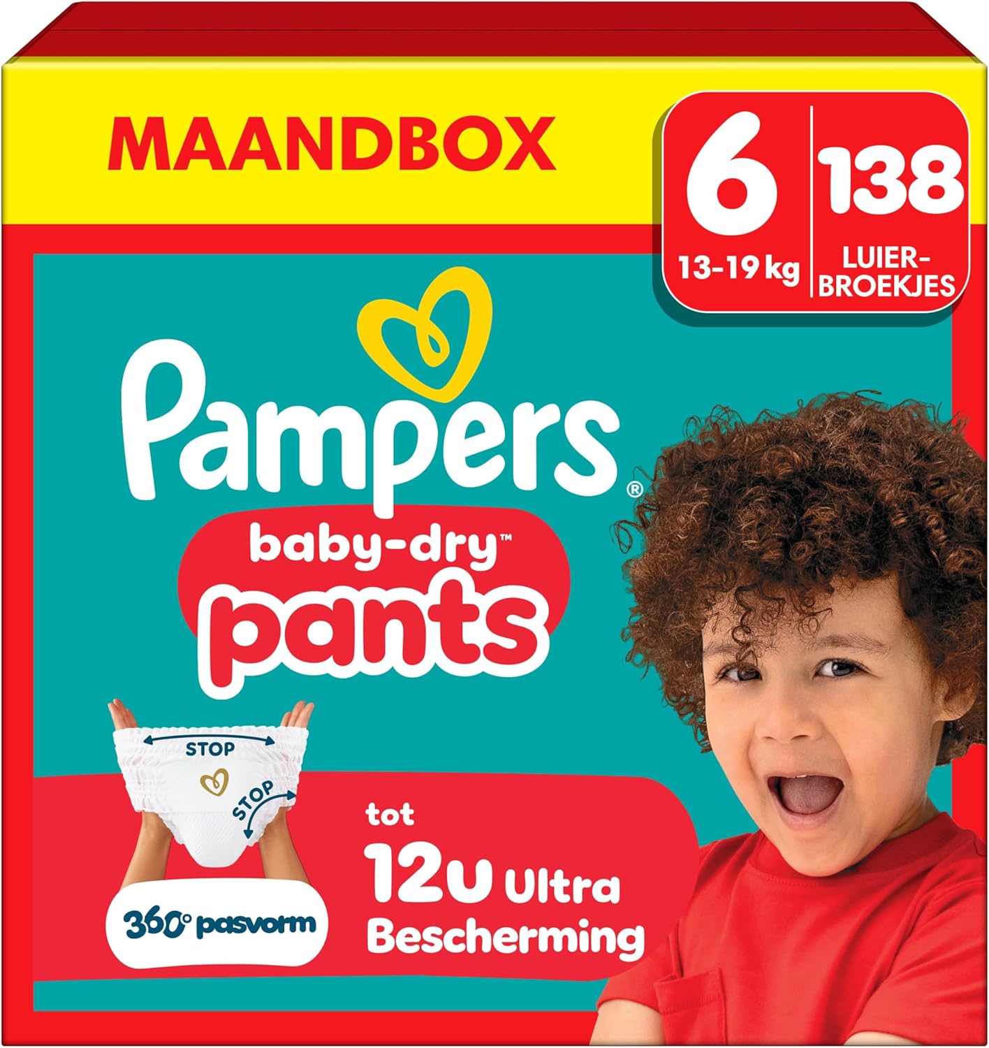 Pampers Baby-Dry Pants Size 6, 138 Nappy Pants, 13kg-19kg, 360° Fit To Help Prevent Openings and Leaks