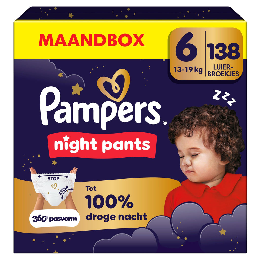 Pampers Night Pants Size 4, 180 Nappy Pants, 9kg-15kg, Pampers Night Pants Provide Extra Protection All Night Long