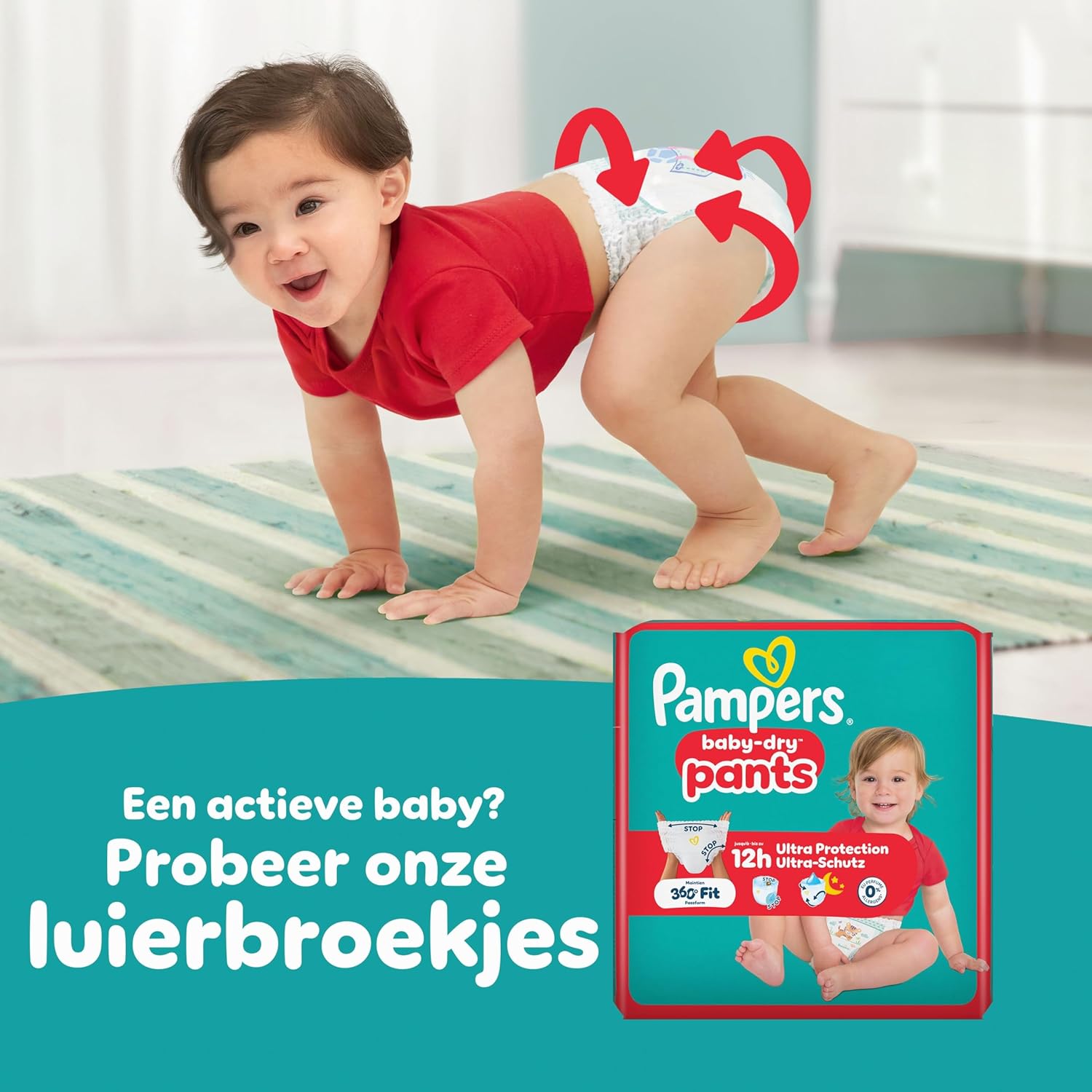 Pampers Baby-Dry Size 8, 120 Diapers, 17kg+, Up to 100% Leakproof and Comfortable Night