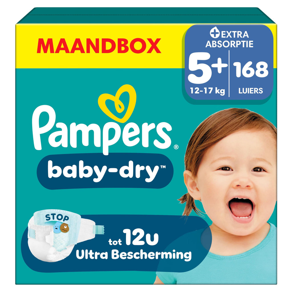 Pampers Baby-Dry Size 8, 120 Diapers, 17kg+, Up to 100% Leakproof and Comfortable Night