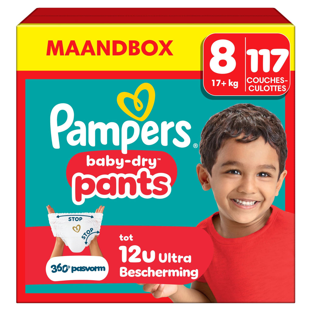 Pampers Baby-Dry Pants Size 7, 126 Diaper Bottoms, 15kg+, 360° Fit To Help Prevent Openings and Leaks
