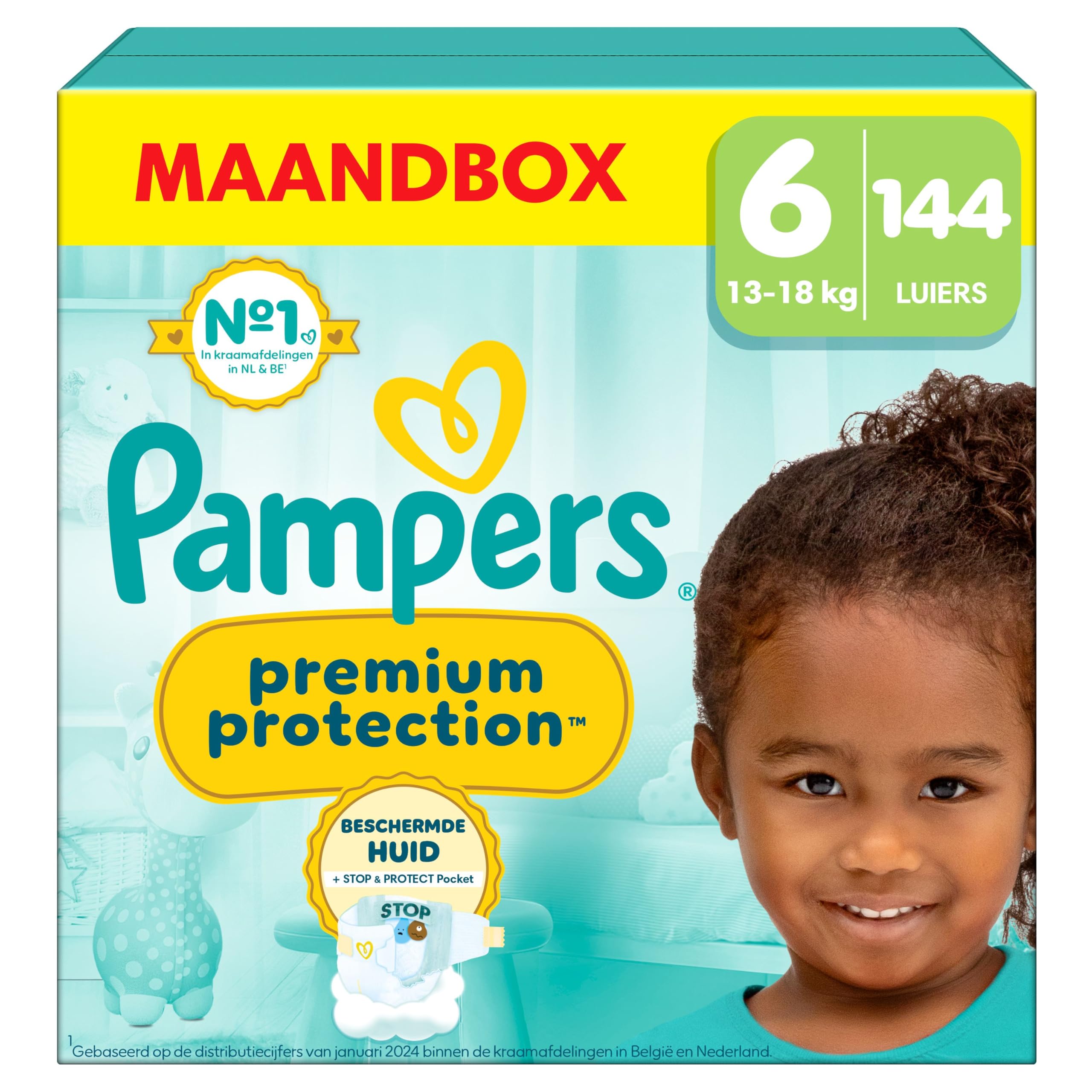 Pampers Premium Protection Size 3, 204 Diapers, 6kg-10kg, Double Protection for Skin and Against Leaks