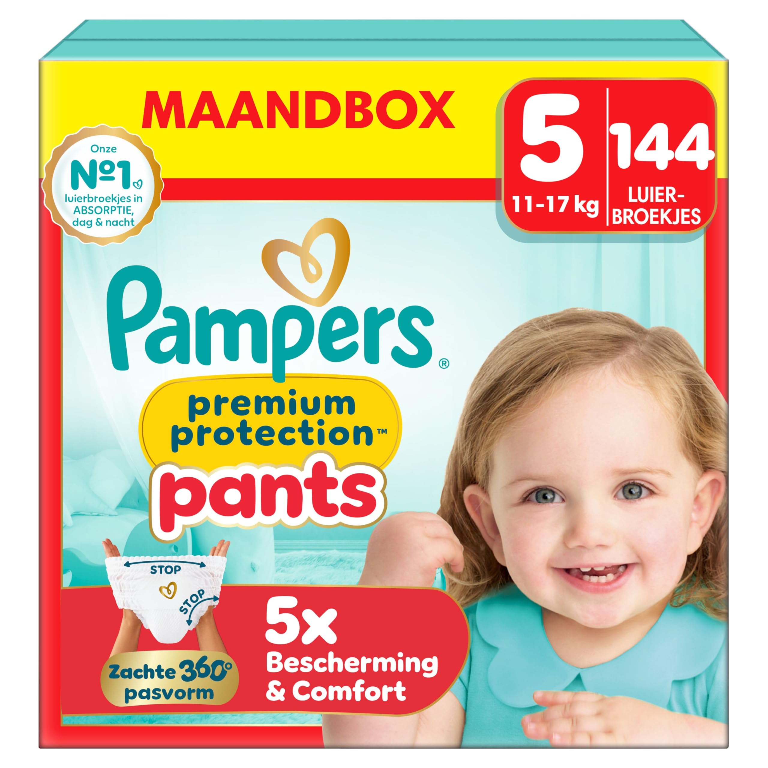 Pampers Premium Protection Pants Size 4, 168 Nappy Pants, 9kg-15kg, With a 360° Fit and 2x Wider Soft Protectors vs. Formerly for Our Best Comfort and Protection