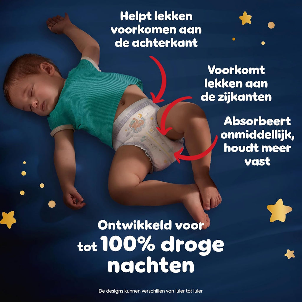 Pampers Night Pants Size 4, 180 Nappy Pants, 9kg-15kg, Pampers Night Pants Provide Extra Protection All Night Long