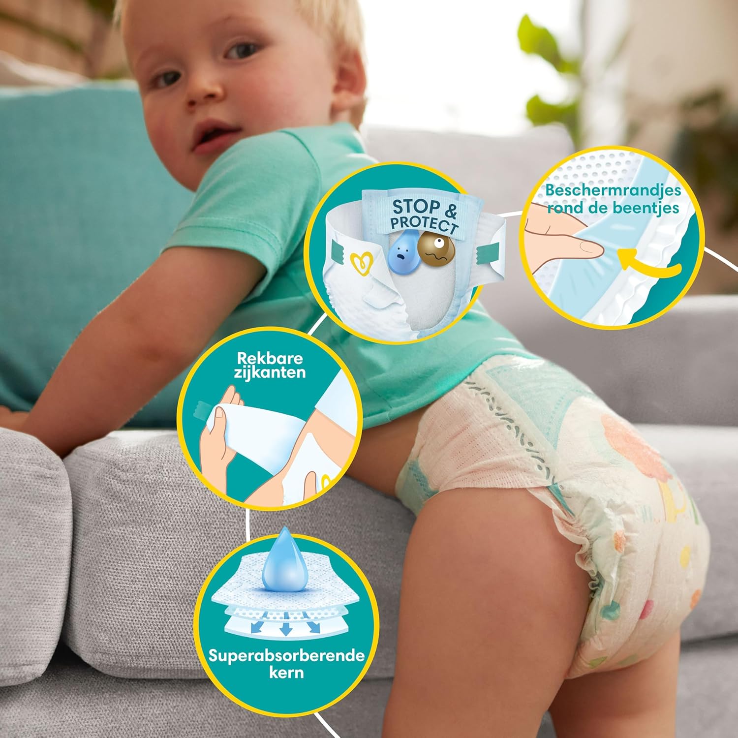 Pampers Baby-Dry Size 3, 222 Diapers, 6kg-10kg, Up to 100% Leakproof and Comfortable Night