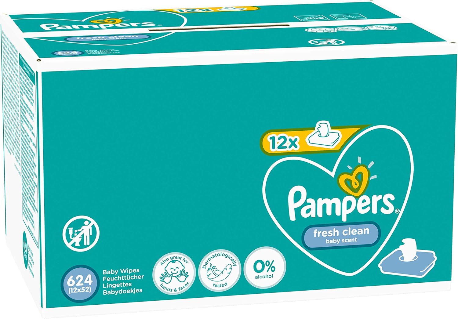 Pampers Fresh Clean Baby Wipes 12 x 52 Wipes